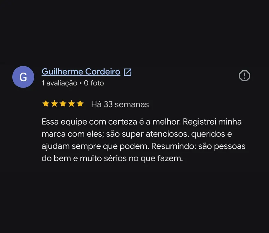 Avaliação 5 estrelas de Guilherme Cordeiro no Google sobre a Marchiare